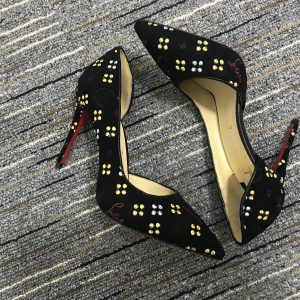 Christian Louboutin Escarpins Iriza 100mm Jacquard Loubinthesky Cuir Suédé Noir