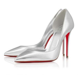 Christian Louboutin Escarpins Iriza 100 mm Cuir Nappa Laminé Argent