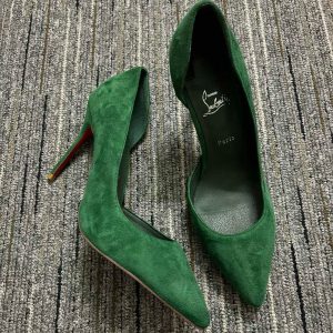 Christian Louboutin Escarpins Iriza 85mm Cuir Suédé Vert
