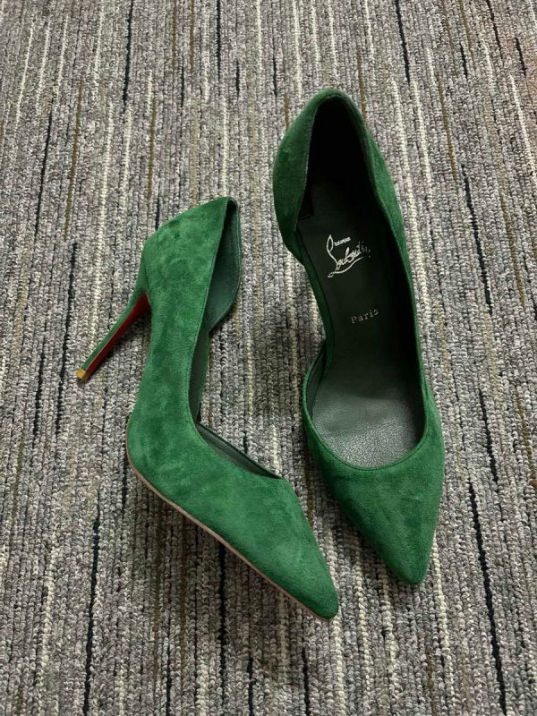Christian Louboutin Escarpins Iriza 85mm Cuir Suédé Vert