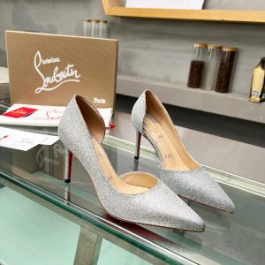 Christian Louboutin Escarpins Iriza 85mm Cuir Brillant Argent