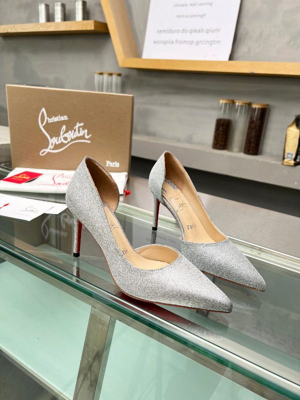 Christian Louboutin Escarpins Iriza 85mm Cuir Brillant Argent
