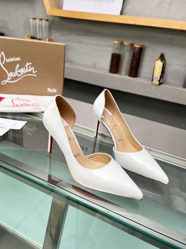 Christian Louboutin Escarpins Iriza 85mm Cuir Verni Blanc