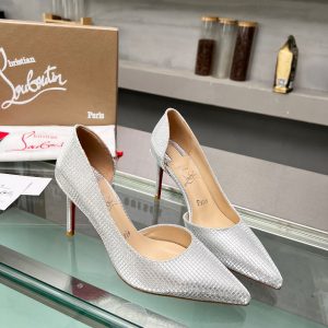 Christian Louboutin Escarpins Iriza 85mm Tissu à Paillettes Argent