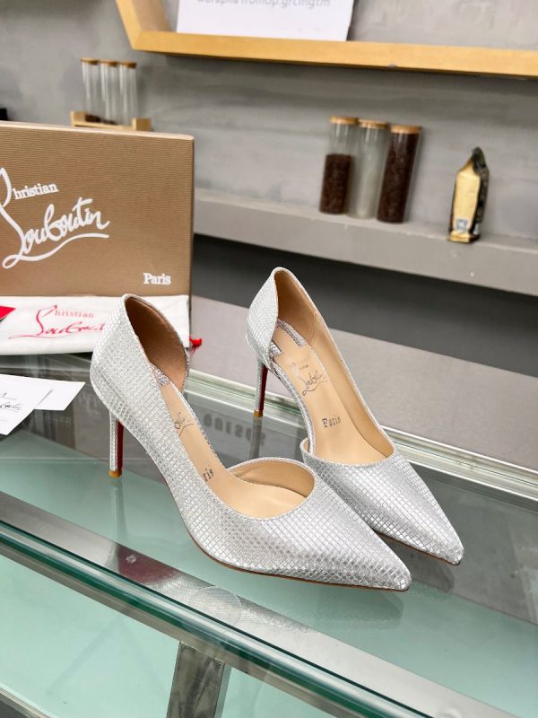 Christian Louboutin Escarpins Iriza 85mm Tissu à Paillettes Argent