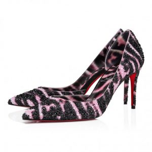 Christian Louboutin Escarpins Iriza Strass Quagga 85 mm Veau Velours et Strass Quagga Multicolore