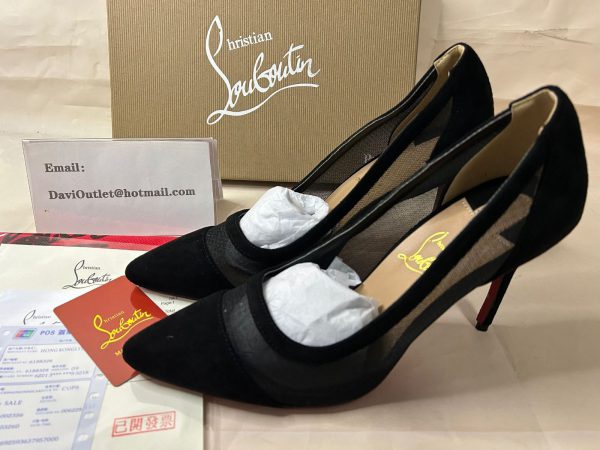 Christian Louboutin Escarpins Galativi Version 100mm Cuir Suédé Noir – Image 6