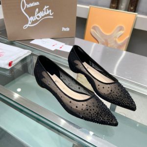 Christian Louboutin Ballerines Follies Strass Filet Noir