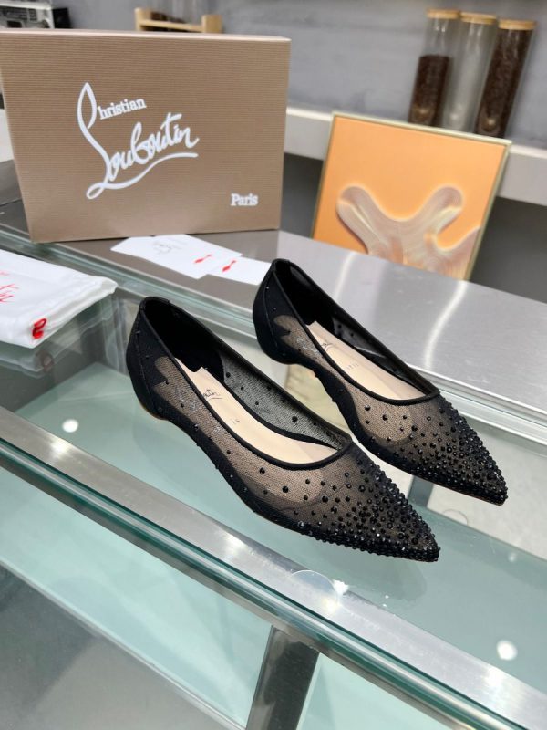 Christian Louboutin Ballerines Follies Strass Filet Noir