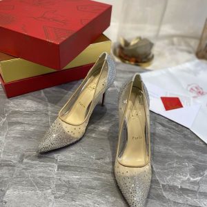 Christian Louboutin Escarpins Follies Strass 100mm Paillettes Argent