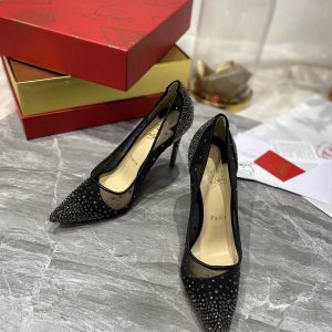 Christian Louboutin Escarpins Follies Strass 100mm Paillettes Noir