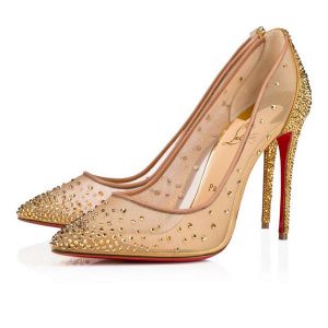 Christian Louboutin Escarpins Follies Strass 100mm Version Or Strass