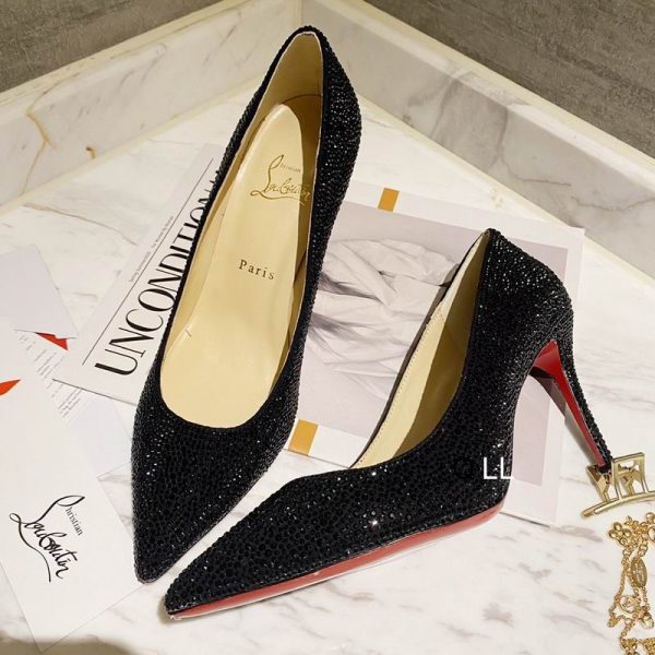 Christian Louboutin Escarpins Pigalle Follies 100mm Noir avec Cristaux