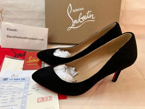 Christian Louboutin Escarpins Follies Strass 80MM Suédé Noir