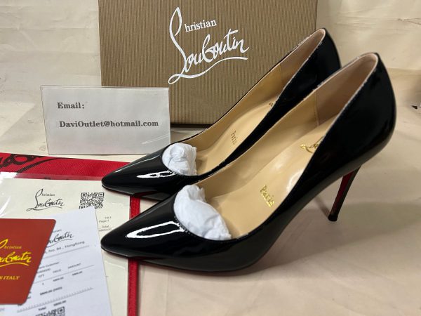 Christian Louboutin Escarpins Pigalle Follies Strass 100mm Cuir Verni Noir – Image 3