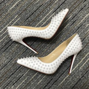 Christian Louboutin Escarpins Pigalle Spikes 100mm Cuir Nappa Blanc