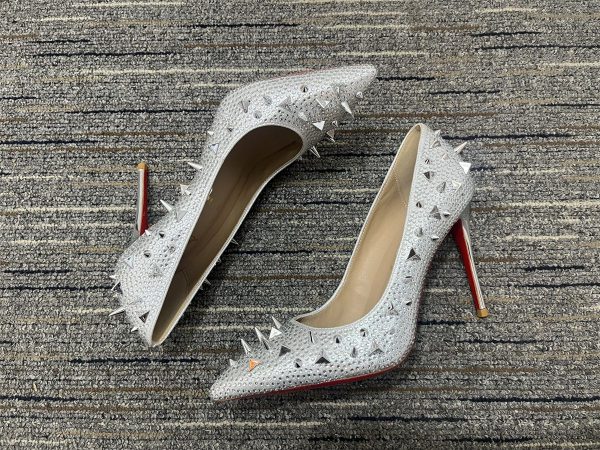 Christian Louboutin Escarpins Pigalle Spikes 100mm Strass Argent