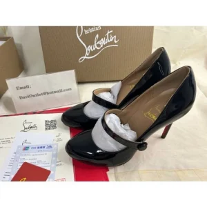 Christian Louboutin Charleen Mary Jane Escarpins 100 mm Cuir Verni Noir
