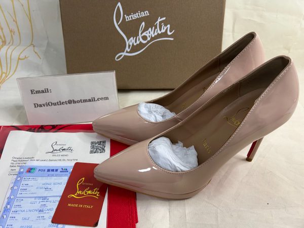 Christian Louboutin Escarpins Pigalle Plato 100mm Cuir Verni Nude – Image 6