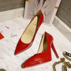 Christian Louboutin Escarpins Pigalle Plato 100mm Cuir Verni Rouge