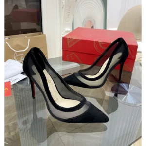 Christian Louboutin Galativi Escarpins 85 mm Maille et Daim Noir