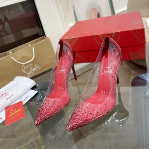 Christian Louboutin Degrastrass Escarpins PVC Cuir Verni Rouge