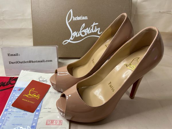 Christian Louboutin Escarpins New Very Prive 120 mm Cuir Verni Nude – Image 5