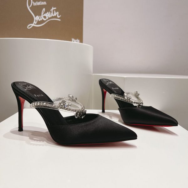 Christian Louboutin Planet Queen 70 mm Escarpins Satin Cristaux Noir
