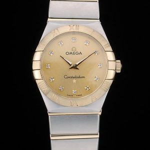 Omega Lady Constellation Cadran Doré Bracelet Acier Inoxydable 80292