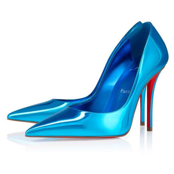 Christian Louboutin Miss Z 100 mm Escarpins Cuir Laminé Acqua