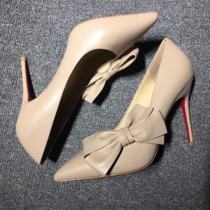 Christian Louboutin Madame Menodo Escarpins 100 mm Avec Nœud Cuir Nappa Nude