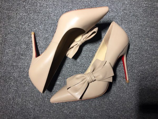Christian Louboutin Madame Menodo Escarpins 100 mm Avec Nœud Cuir Nappa Nude