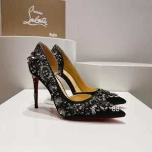 Christian Louboutin Brodiriza Escarpins D’orsay Brodés 100 mm Satin Noir