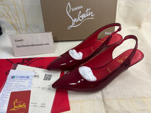 Christian Louboutin Sporty Kate Sling 55 mm Escarpins Slingback Cuir Verni Vog Loubi – Image 5
