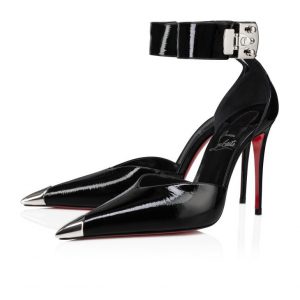 Christian Louboutin Lock Me Up Pump 100 mm Escarpins à Brides Cuir Verni Vog Noir