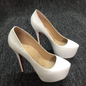 Christian Louboutin Daffodile Escarpins Plateforme 160 mm Cuir Verni Blanc