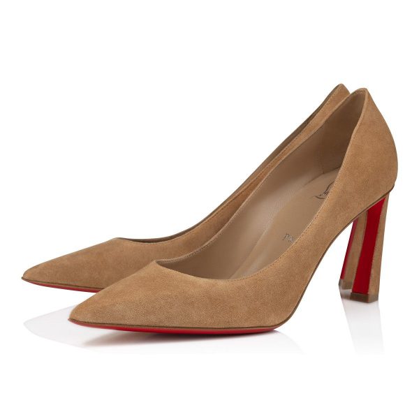 Christian Louboutin Condora Escarpins 85 mm Veau Velours Lionne Beige