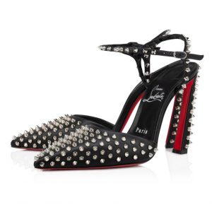 Christian Louboutin Condora Riviera Spikes 100 mm Escarpins Cuir Nappa et Clous Argent Noir