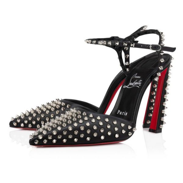Christian Louboutin Condora Riviera Spikes 100 mm Escarpins Cuir Nappa et Clous Argent Noir