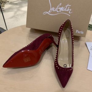 Christian Louboutin Anjalina Spike Escarpins Daim Bordeaux