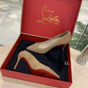 Christian Louboutin Anjalina Spike Escarpins Daim Nude