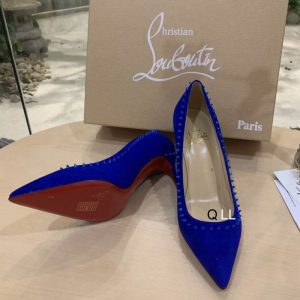 Christian Louboutin Anjalina Spike Escarpins Daim Bleu