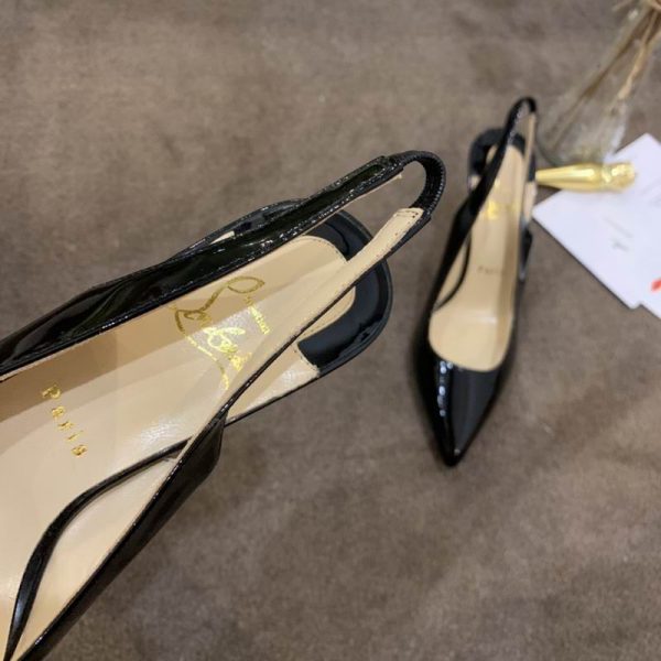 Christian Louboutin Kate Sling Escarpins 80mm Cuir Verni Noir – Image 2