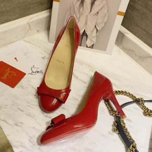 Christian Louboutin Simplenodo Escarpins à Nœud 85mm Cuir Verni Rouge