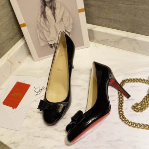 Christian Louboutin Simplenodo Escarpins à Nœud 85mm Cuir Verni Noir