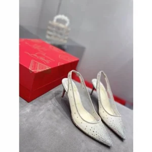 Christian Louboutin Very Strass Peep Toe Escarpins 120 mm PVC et Paillettes Argent