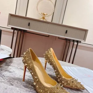 Christian Louboutin Pigalili Potpourri Strass Escarpins Paillettes Or