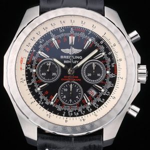 Breitling Bentley Cuir Croco Noir Bracelet Cadran Noir 80286