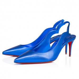 Christian Louboutin Hot Chick Sling Escarpins 70 mm Cuir Nappa Bleu Électrique