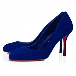Christian Louboutin Dolly Escarpins 85mm Veau Velours Bleu Galactiqueen